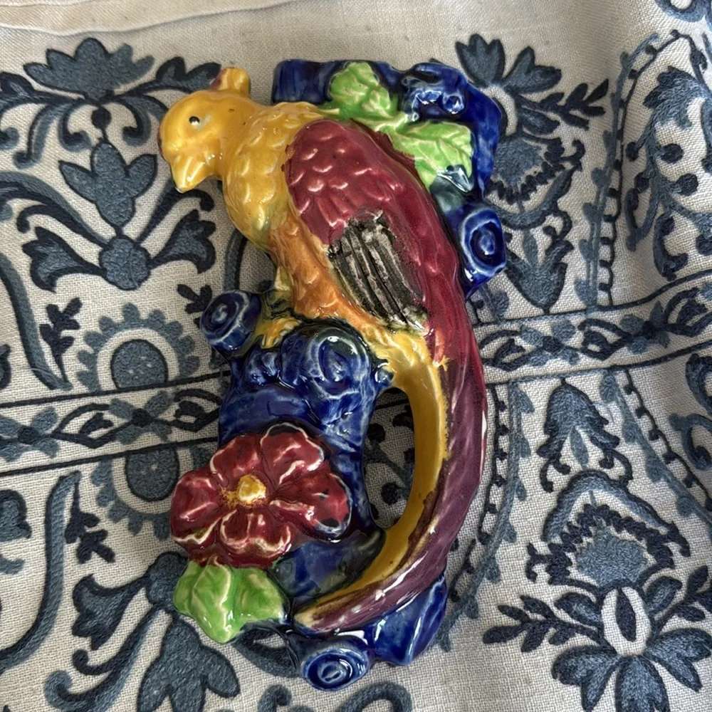 Ceramic Parrot Wall vase stamped made in Japan on the back of vase vintage